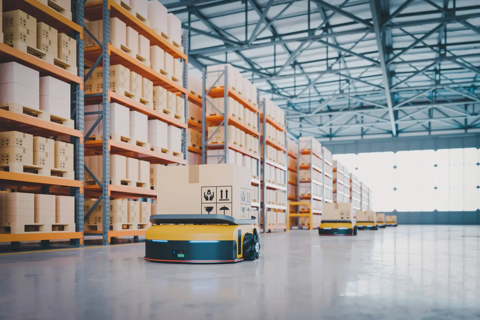 Moderne Intralogistik mit fahrerlosen Transportsystemen ist autonom, präzise und skalierbar.