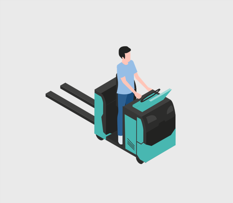 Man driving horizontal order picker