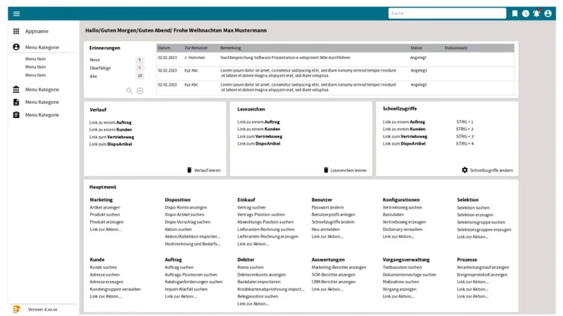 ERP Eingabemaske von Evelopment