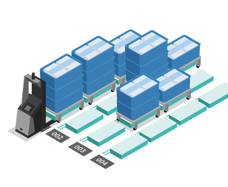 FIFO buffer with 4 lanes and an AGV