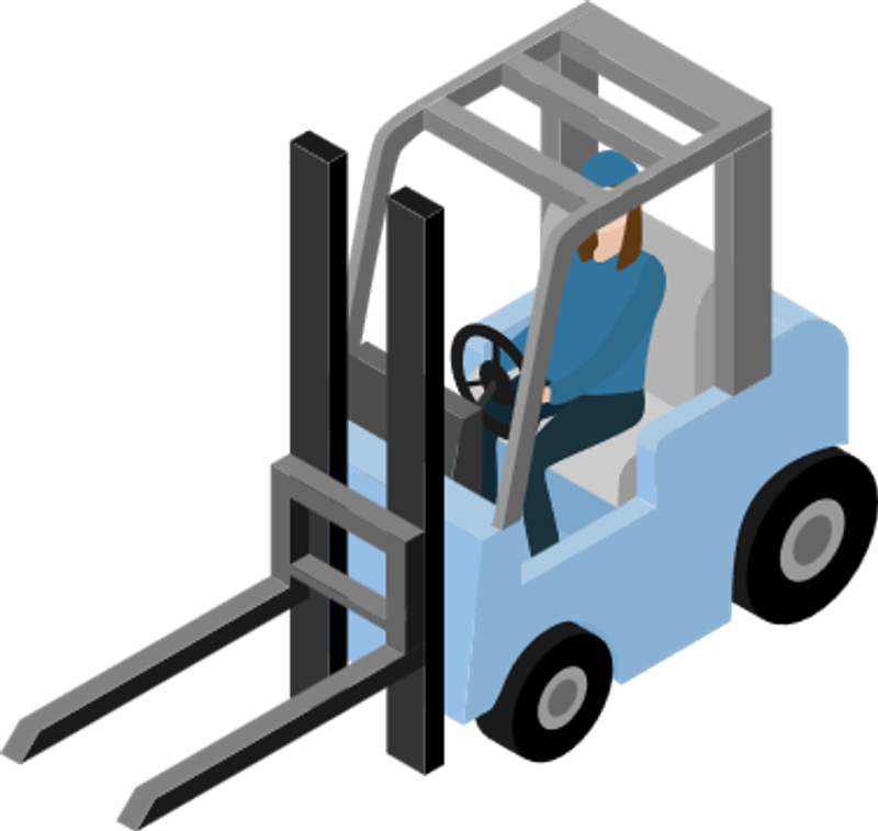 Frau sitzt in Gegengewichtsstapler