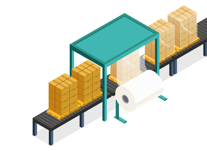 Haubenverpackungssystem in Verbindung mit einem Förderband