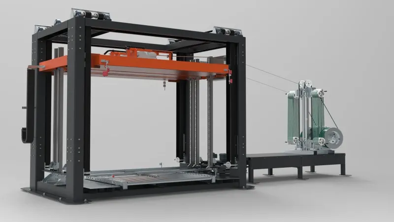 UP5-Aggregat: massive 4-Säulenkonstruktion Hub mittels Zahnriemen Pressdruck durch Servo exakt einstellbar Bandverschluß mittels Reibverschweißung