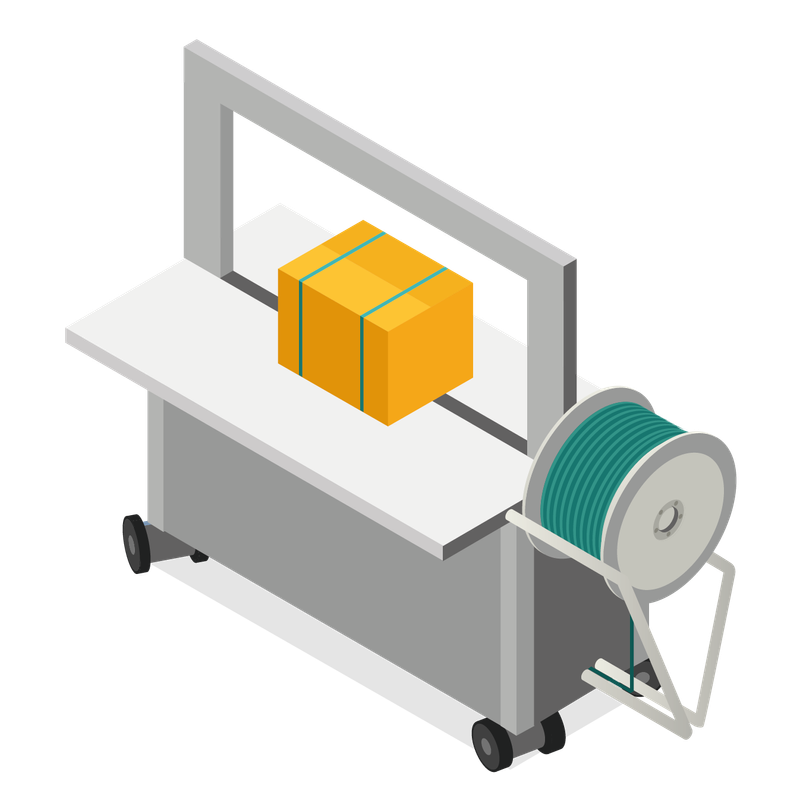 Eine Umreifungsmaschine mit einem Paket