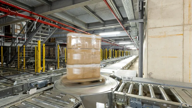 Palettenförderer mit Rotationsteller