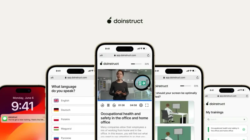 With doinstruct, employees receive AI-based training videos directly on their smartphone in their native language and without barriers, with corresponding learning objective checks.