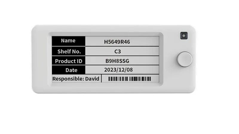 ESL Label 2,9 Zoll schwarz/weiß mit Front LED und Button