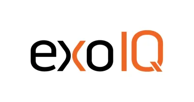 Schwarz-orangenes exoIQ Logo
