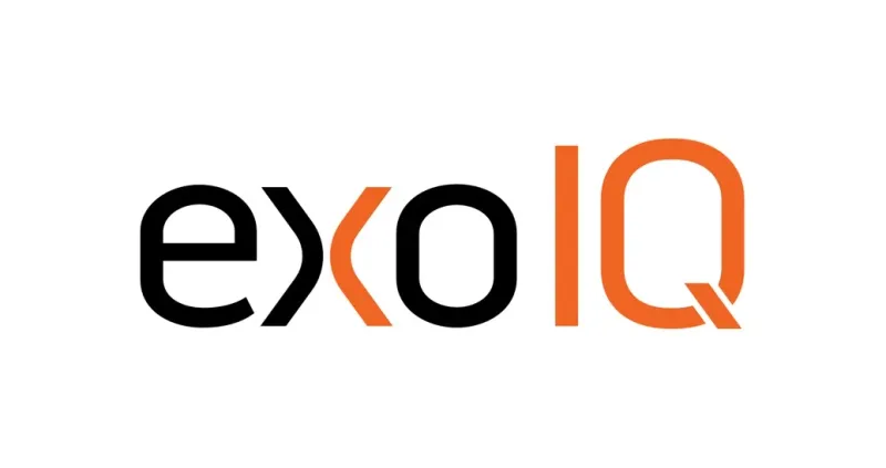 Schwarz-orangenes exoIQ Logo