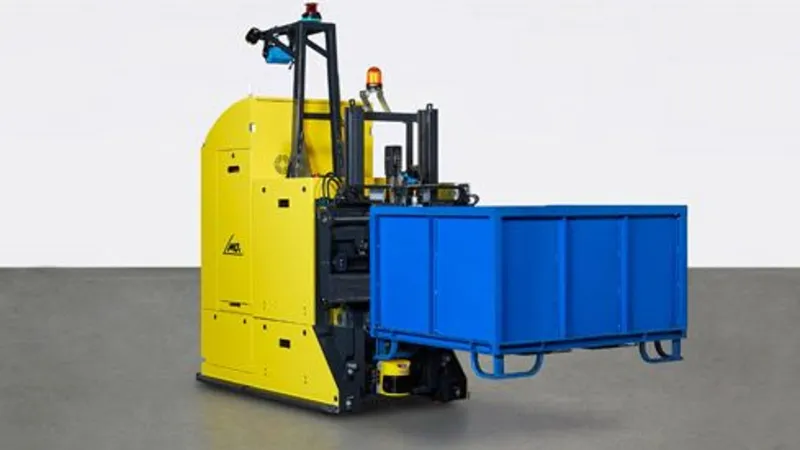 Beispielbild autonome Gabelfahzeuge#1: Transport von einem Behälter