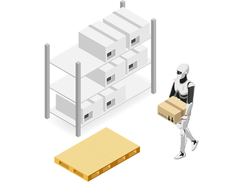 Humanoide Roboter trägt Paket