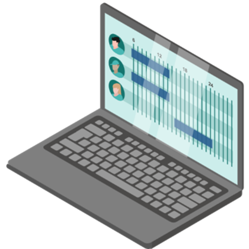 Laptop mit Personalzeiten