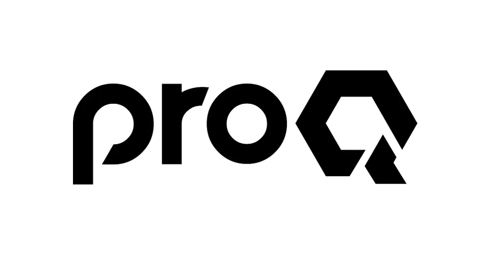proQ-Logo mit schwarzer Schrift auf weißem Hintergrund