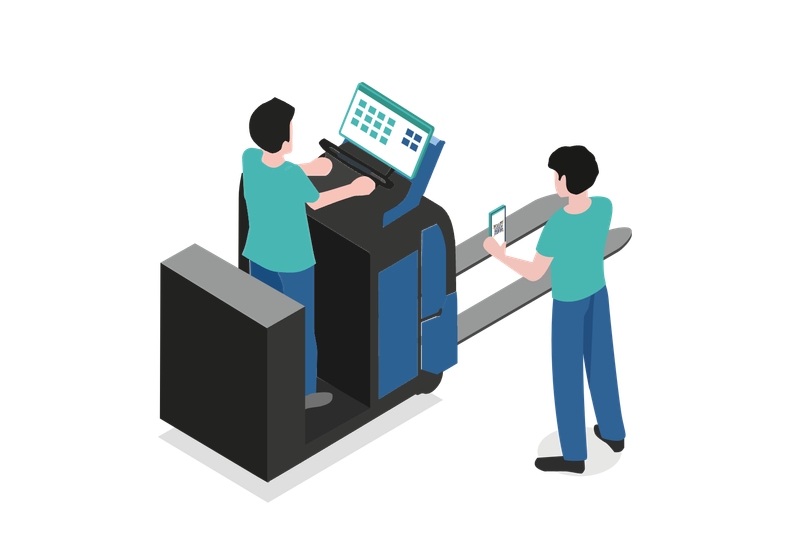 Mobiles Terminal in der Hand und am Fahrzeug