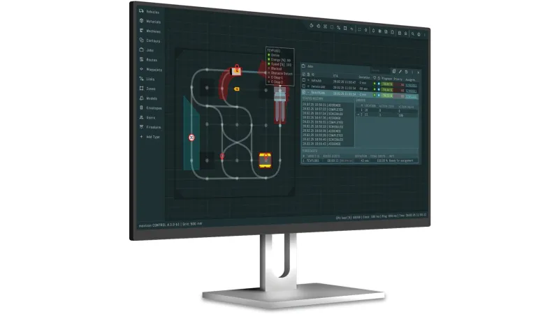 Rail-guided AGV in production environment