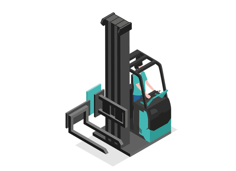 Very Narrow Aisle Truck with a driver