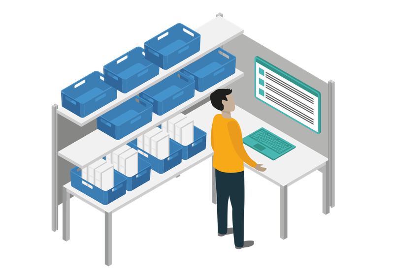 Statinäres Terminal an der Wand bei einer Packstation